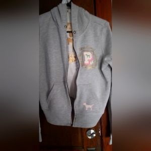 PINK Womens Full Zip Hoodie Sz S